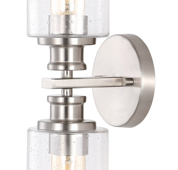 Jules Edison 16.5" Cylinder Iron/Seeded Glass Farmhouse Contemporary LED Wall Sconce